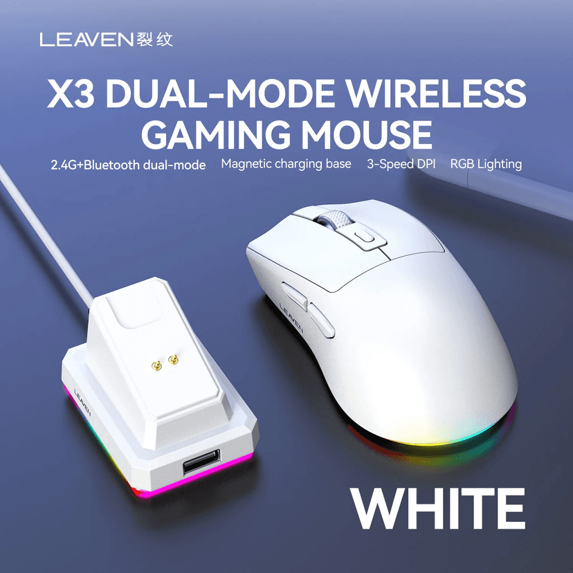 LEAVEN X3 2.4G Bluetooth Dual-Mode Receiver Optical Mouse Wireless Gaming Mouse