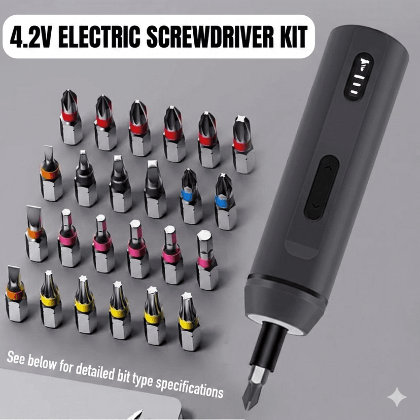 Wire Clamp 4.2V Electric Screwdriver Kit - 22Pcs Magnetic Bits, Built-in LED Flashlight, 10N.m High Torque, Type-C Rechargeable Screw driver