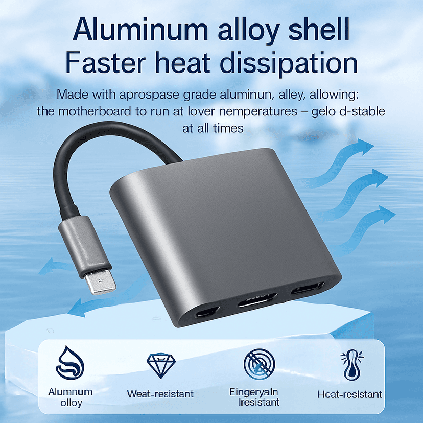 3-in-1 Type C to USB-C 4K HDMI USB 3.0 | Hub Adapter Cable for Apple Macbook Pro
