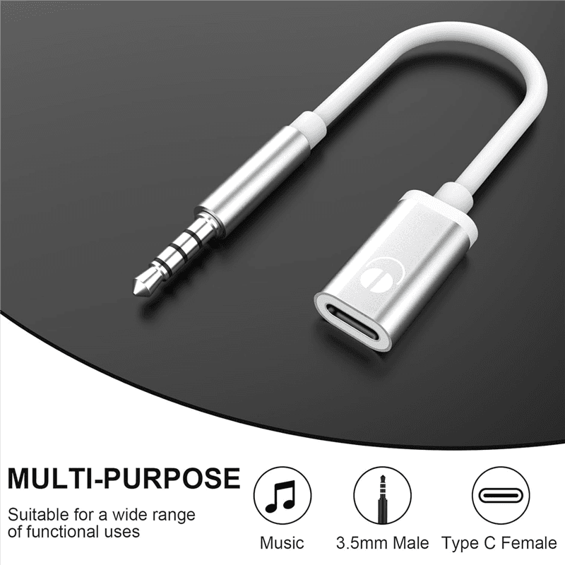 3.5mm Male to Type C Female Audio Cable Cord, Analog Audio Jack Headphone Audio Adapter for MP3 Player,Laptop,Tablets