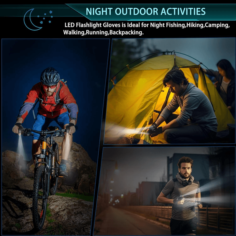 Flashlight Gloves, Fingerless LED Flashlight Gloves, Birthday Gifts for Man, Hands Free Flashlights for Working in Darkness Places Fishing, Repair, Camping, Hiking, Running.